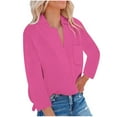 thumbnail image 1 of Bowake Women's Button down Shirts Lapel Long Sleeve Casual Comfy Ladies Work Office Fall Spring Blouse Tees, 1 of 7