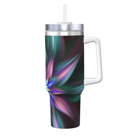 

Zeuib Colored Abstract Printed Insulated Stainless Steel Hot/Cold Coffee Cup 40oz Ice Bully With Handle Tumbler with Straw and Handle Insulated Water Bottle Travel Mug Cup