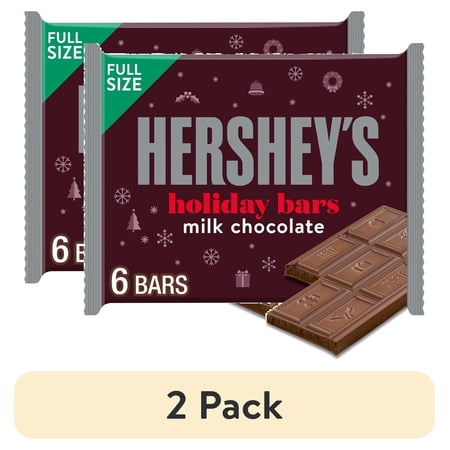 (2 pack) Hershey's Milk Chocolate Christmas Candy, Bars 1.55 oz, 6 Count