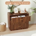 thumbnail image 2 of Weselon 3-Drawer Farmhouse Dresser with Waveform, Fully Assembled Nightstand Wooden Finish for Boho, Mid-century, Rustic Style,Walnut, 2 of 7