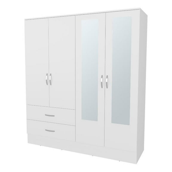 FM FURNITURE Hilda Wardrobe Multistorage with Two Mirrors White