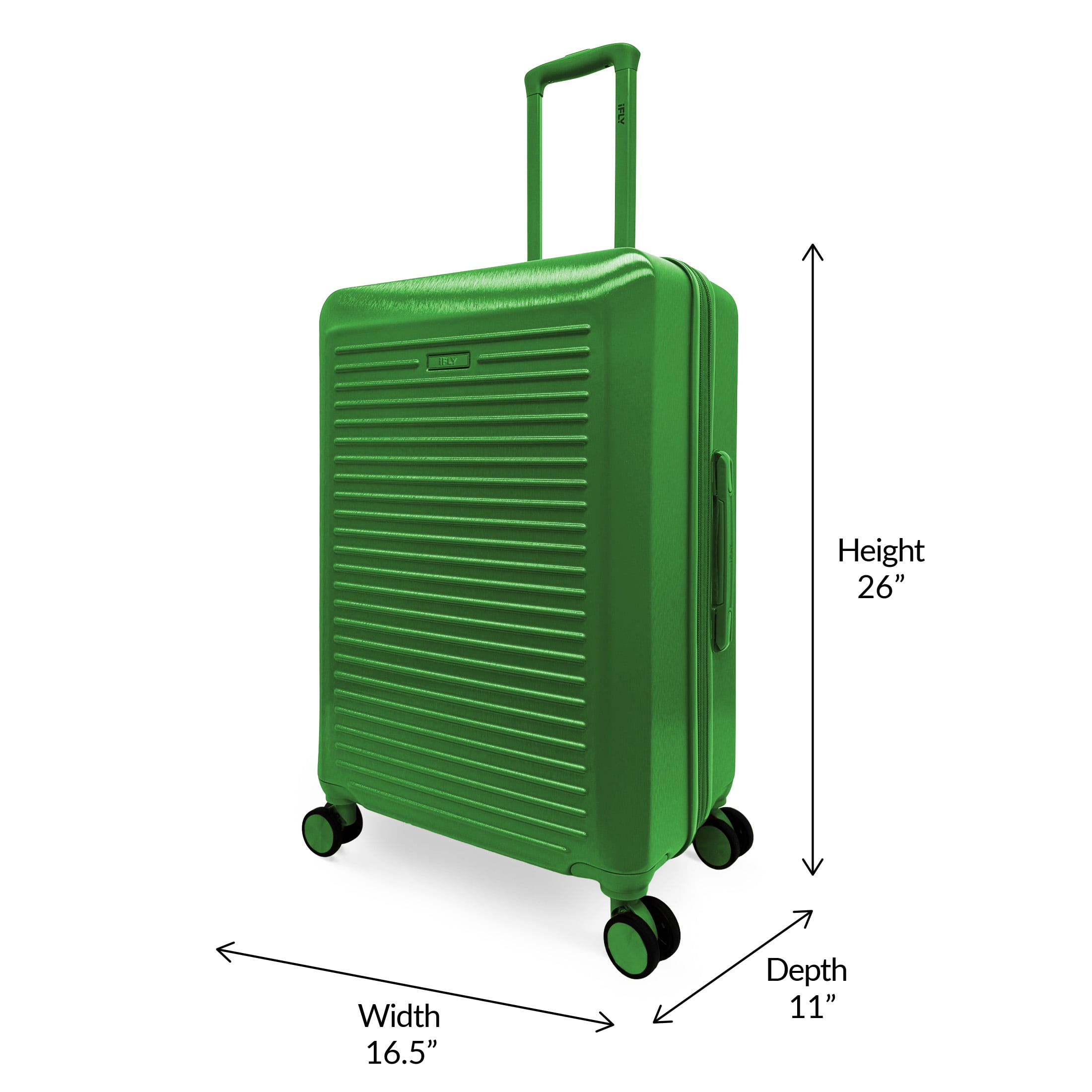 iFLY Volt 24" Expandable Hardside Spinner Checked Luggage, Hunter Green