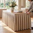 thumbnail image 5 of Farmhouse Gathered Table Skirt, Solid Plain Decorative Table Cover, for Wedding, Buffet, Home Party Display, 5 of 6