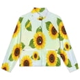 thumbnail image 4 of Jackets for Women Winter Coat Jackets Flannel Stand Collar Jacket(Sunflower Floral Pattern,Size:S-4XL), 4 of 7