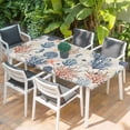 thumbnail image 2 of Blue Coastal Table Cloths for 6 Foot Rectangle Tables, Summer Beach Coral Shell Starfish Vintage Patio Waterproof Elastic Fitted Tablecloths, Washable Rectangular Table Cover for Camping, 2 of 8