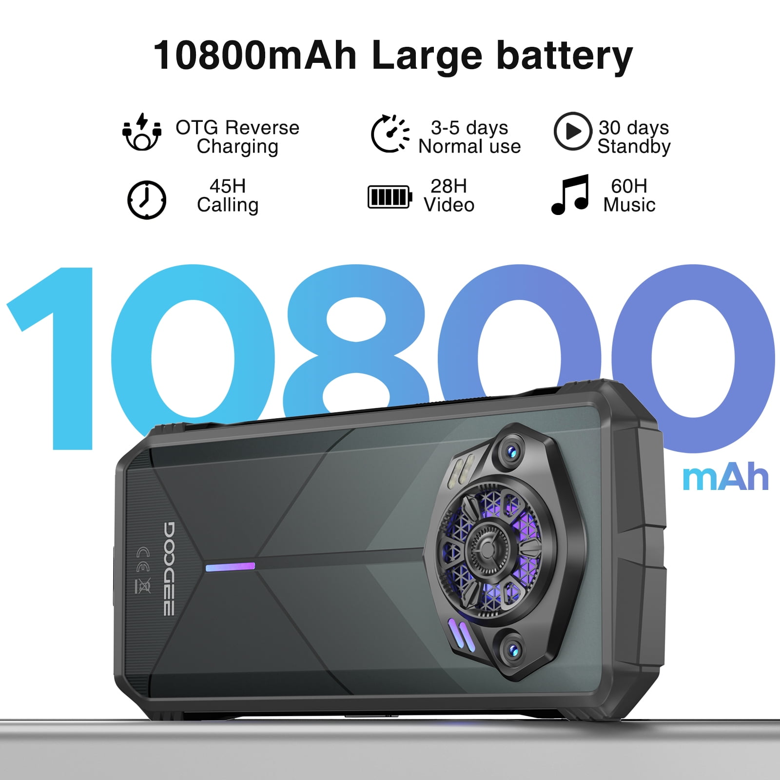 DOOGEE S Punk Rugged Smartphone Android Phone, 16GB+256GB/1TB, 10800mAh 33W Charging, Super Speaker, 50MP+16MP, 6.58" FHD+,IP68 Waterproof/LED Light/4G Dual SIM/NFC/OTG/Face/Fingerprint Unlock