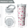 thumbnail image 3 of Floral 30oz Handheld Travel Tumbler with Handle – Double Wall Stainless Steel Insulated Cup, Flip Straw Lid, Leak-Proof & BPA-Free, Durable Hot & Cold Drink Mug,Thanksgiving, Xmas, Spring ,Flower, 3 of 6