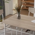 thumbnail image 4 of Ktaxon Mid-Century Modern Dining Room Set for 6, Rectangle Kitchen Table Set with 4 Chairs and 1 Bench, Dining Table for 6 with Storage, White Oak, 4 of 9