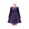 thumbnail image 1 of Robe Fille Velours Violet Cœur d'Amour Col Rond Saint-Valentin Vacances 8 Ans, 1 of 6