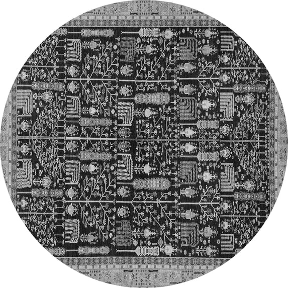 Ahgly Company Indoor Round Abstract Gray Modern Area Rugs, 4' Round
