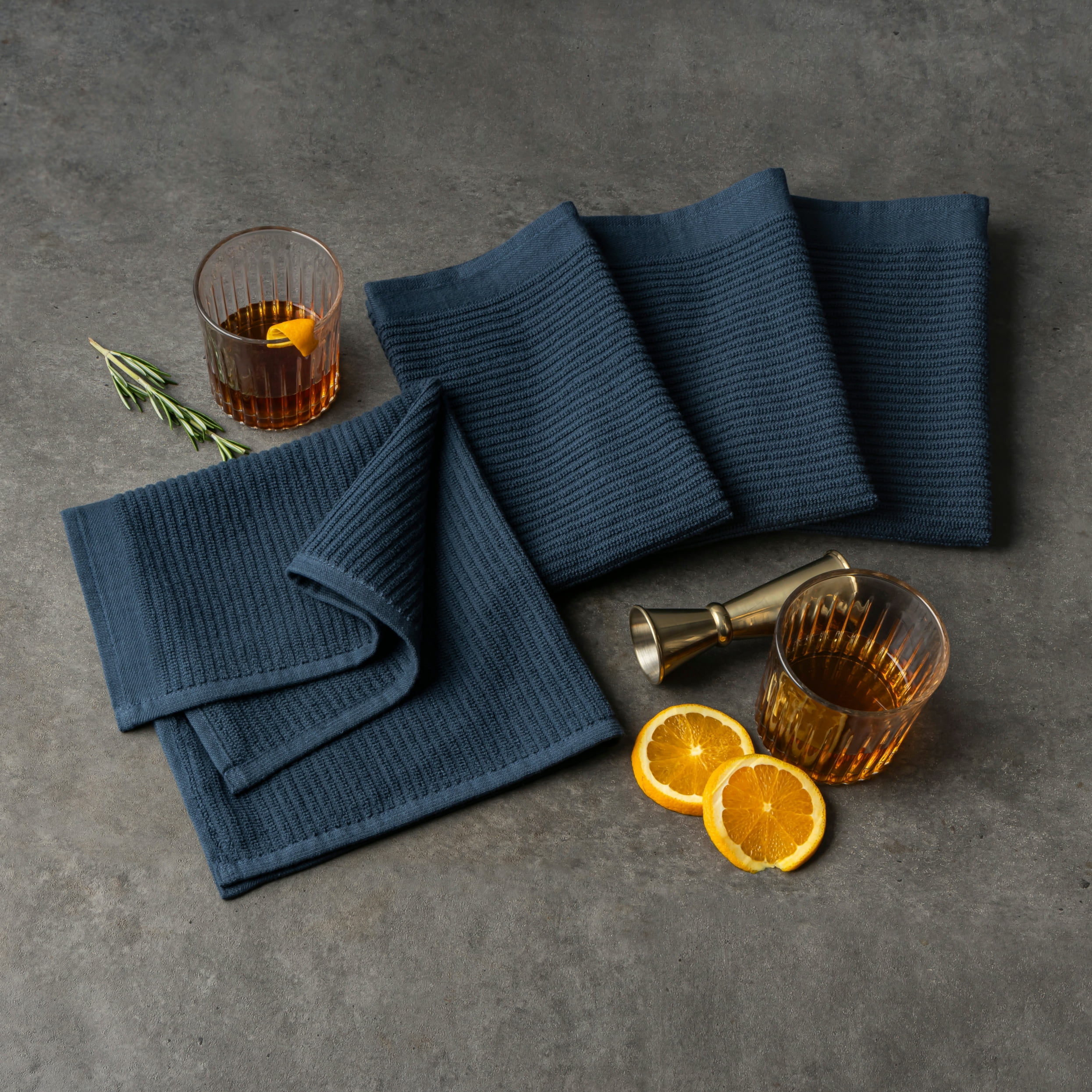 Thyme & Table Ultra Absorbent Navy Cotton Kitchen Towels, 4 Pack