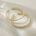 thumbnail image 3 of 14K Gold Hoop Earrings for Women Textured 40mm Large Gold Hoops with Engraved Braided Pattern, Lightweight Everyday Statement Gold Plated Jewelry, 3 of 6