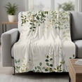 thumbnail image 2 of Sage Green Blanket Soft Cozy Warm Throw Blanket for Couch, Plush Fuzzy Flannel Fleece Blankets for Sofa, Eucalyptus Leaves Bed Blankets Lightweight Gifts for Women, 50"x60", 2 of 9