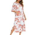 thumbnail image 5 of TMOYZQ Women Zipper Up 3/4 Sleeves Robe Loungewear Sleep Dress Full Length Floral Print Sleepwear Housecoat Nightgown Loose Comfy Long Bathrobe with Pockets S-XXL, 5 of 6