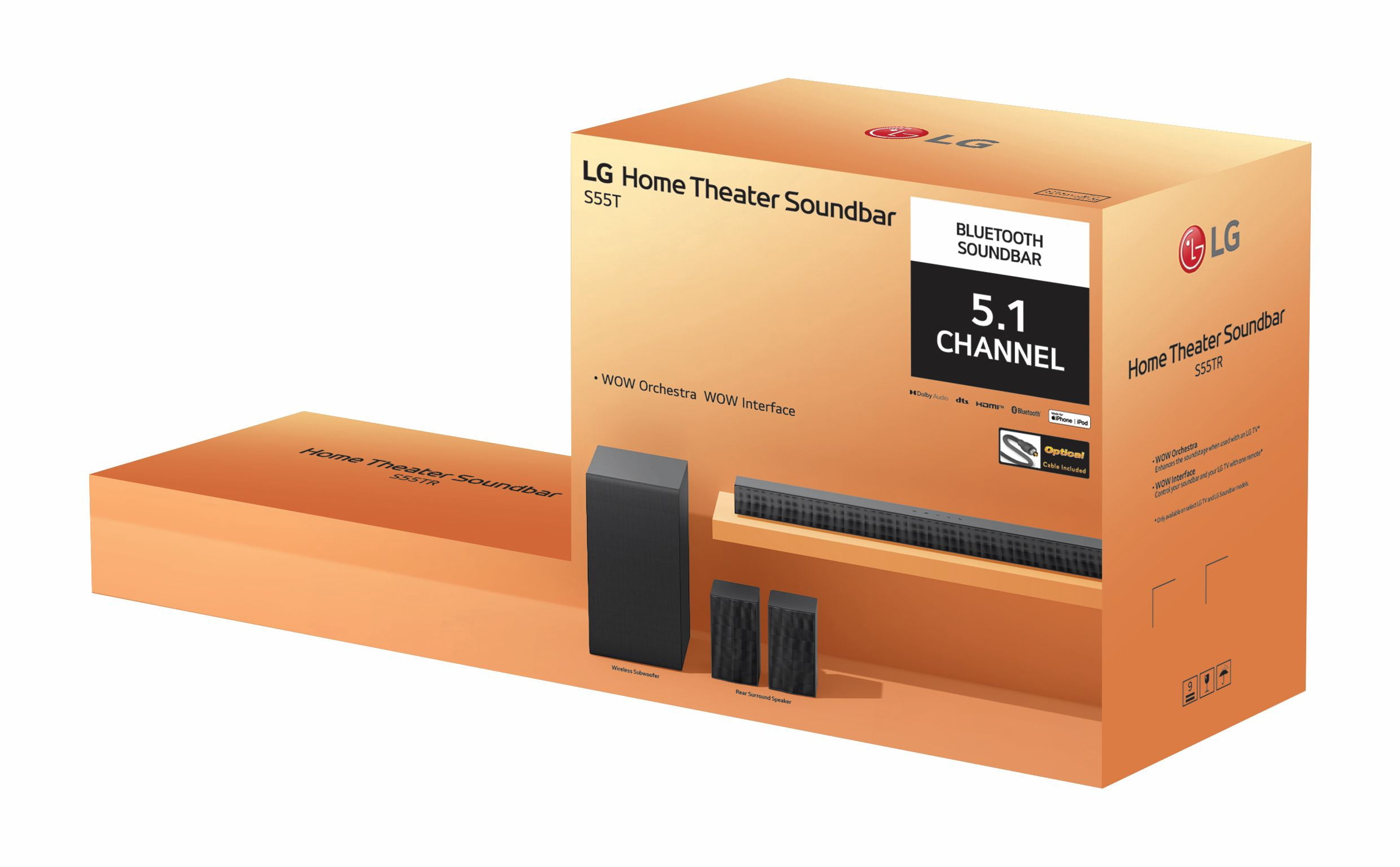 LG 5.1 Channel Soundbar with Dolby Audio and Rear Speakers - S55TR