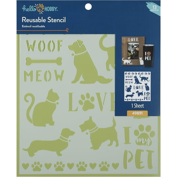 Hello Hobby Stencil Set, 8.5" x 9.5", 1 Piece, Pet