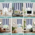 thumbnail image 6 of Navy Blue Striped Tie Up Curtains for Kitchen Windows,Adjustable Rod Pocket Valance 45 Inch Short, Modern Thin Line Vertical Stripes Window Treatment Balloon Roman Blind Shade, 42" x 45", 6 of 9