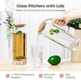 thumbnail image 3 of jarras de vidrio con tapas, jarras de agua de 50 oz con asas, tarros de agua transparentes para agua fría y caliente, jarras de vidrio de borosilicato resistentes al calor para té helado, café, jugo,, 3 of 6