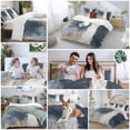 thumbnail image 5 of 3 Piece Navy Blue Grey Duvet Cover Set Queen Size, Microfiber Comforter/Quilt Cover with Corner Ties and 2 Pillowcases, Modern Abstract Art Rustic All Season Soft Bedding with Zipper Closure, 5 of 8
