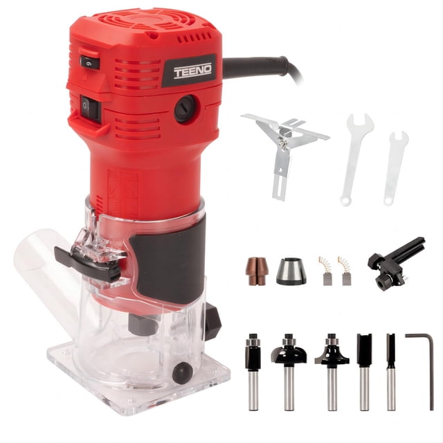 Enrutador para madera TEENO 650 W 110 V 32000 RPM con juego de brocas de fresado