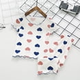 thumbnail image 2 of CPNG Girls Home Clothes Outfits Summer Ice Silk Thin Pajamas Cute Heart Print Short Sleeve T-Shirt and Shorts Set Kids 2Pcs Set(White,18-24 Months), 2 of 6