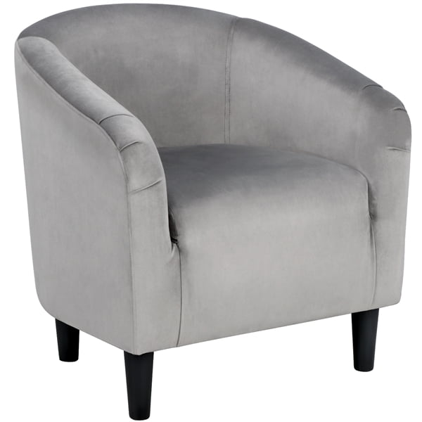 Yaheetech Faux Leather Club Chair Accent Arm Pvc Barrel Contemporary Style For Living Room Bedroom Reception Gray Com Yaheetech Faux Leather Club Chair, Black Leather Barrel Chair