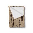 thumbnail image 2 of African Soft Flannel Fleece Throw Blanket, Modern Pattern with Women Silhouette Geometric Curvy Forms and Stripes, Cozy Plush for Indoor and Outdoor Use, 50" x 70", Brown and Tan, by Ambesonne, 2 of 5