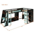 thumbnail image 3 of Harper & Bright Designs L-Shaped Gaming Loft Bed with Desks, Double Twin Loft Beds with LED Lights, USB Ports, Storage Bookshelves, Wood Corner Loft Bed for 2, Blue, 3 of 18