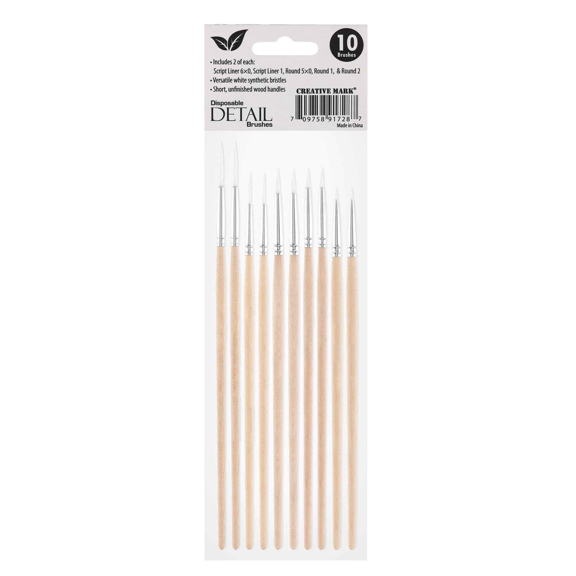 Creative Mark Disposable Detail Brushes - 100 Pack - Disposable Detail Brushes for One-Time Use Painting, Commissions, Miniatures, Crafts