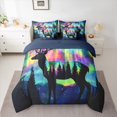 thumbnail image 2 of Homewish Wild Deer Silhouette 7 Pieces Bedding Comforter Set,Jungle Animal Full Bedding Set,Colorful Aurora Starry Sky Fitted Sheet Flat Sheet For Boys Kids,Breathable Home Decor Reversible, 2 of 8