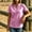 Pink, variant on Women's V-Neck Button-Up Short Sleeve Blouse with Side Slit Detail