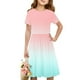 thumbnail image 3 of Odeerbi Niñas Verano A-Line Vestido Gradiente Swing Vestido Niños Manga Corta Stretchy Dress, 3 of 7