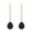 thumbnail image 2 of Rosec Jewels Classic Black Opal Drop Earrings Moissanite Halo for Women, 10K Yellow Gold, 2 of 7