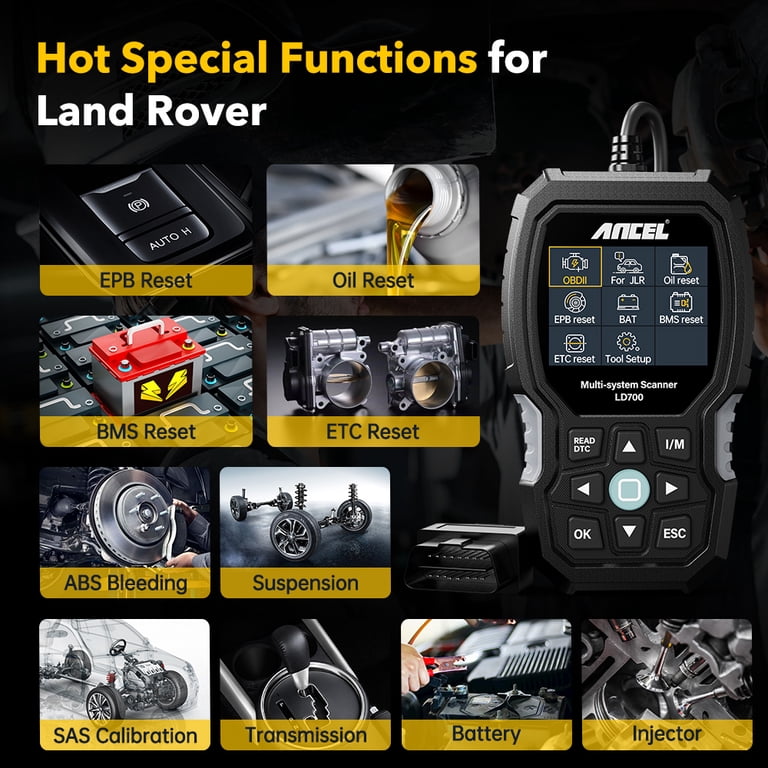 ANCEL LD700 OBD2 Scanner for Land Rover Jaguar JLR Vehicles, Full