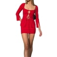 thumbnail image 1 of VISgogo, conjunto de verano para mujer, Tops de manga larga recortados de vendaje de Color sólido y minifalda ceñida de cintura alta informal, conjunto VISgogo  moda, 1 of 9