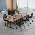 thumbnail image 2 of 8 Pack Folding Conference Table, 61 Inch Mobile Training Table with Wheels,Business Style Flip Top Seminar Tables for Small Office Meeting Room Classroom（Walnut）, 2 of 8