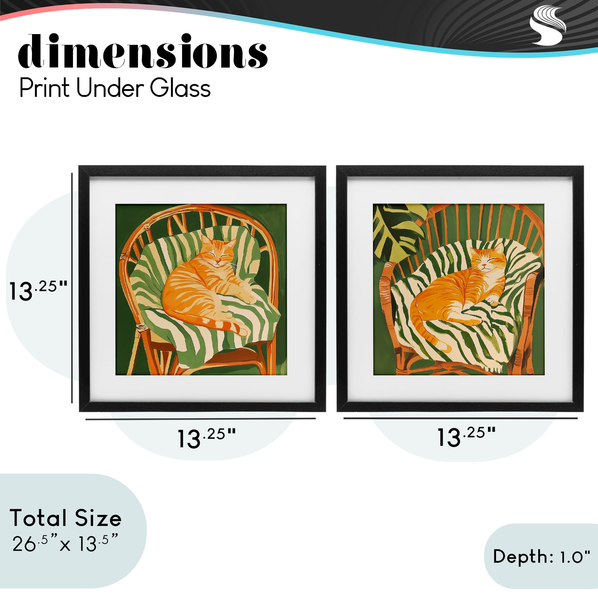 Stupell Industries Cozy Cats in Rattan Chairs 2 Piece Black Framed Print Under Glass Set, design by Walker Noble