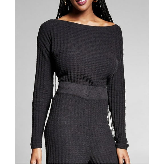 Jeannie Mai X Inc Women's Top Long Sleeve Black Sweater Stretch Size XS