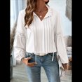 thumbnail image 4 of Blusa Informal Plisada de Larga con Cuello en V y Mangas Abullonadas para Mujer, Estilo Túnica Holgada de Negocios. S, 4 of 10
