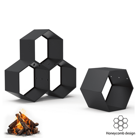 Gnee 20" Firewood Rack Hexagon Metal Wood Holders Heavy Duty Wood Pile Storage Organizer Outdoor Honeycomb Design Lumber Stacker Fireplace Indoor Sturdy, 1 Log Rack