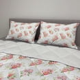thumbnail image 2 of Shabby Flora Comforter & Sham Bedding Set, Nostalgic Themed Bunch of Magnolia Buds Rococo Poetic Fresh Nature, 3 pcs Duvet Set Microfiber Filling Quilt, 5 Sizes, Green Pink Off White, by Ambesonne, 2 of 4