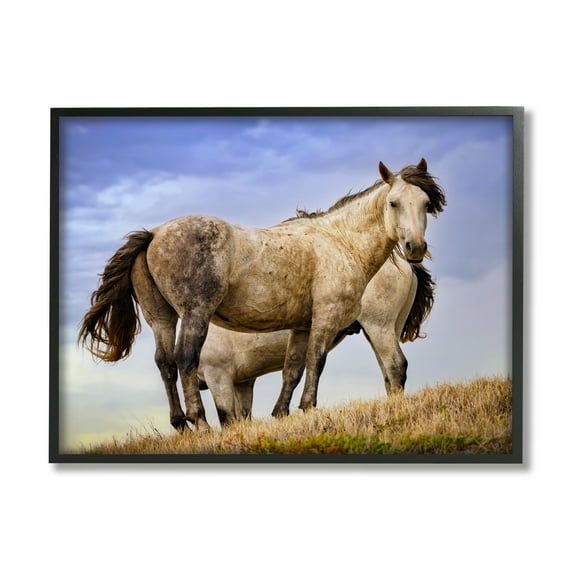 Stupell Rural Stallions Country Wildlife Animals & Insects Photography Black Framed Art Print Wall Art