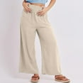 thumbnail image 3 of Outfmvch Flowy Pants for Women Pedal Pushers for Women Beach Linen Trousers Casual Drawstring Flowy Pants Drawstring Elastic Waist Linen Palazzo Pants for Women Wide Leg Linen Pants Beige S-2XL, 3 of 8