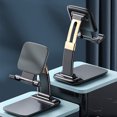 thumbnail image 2 of Phone Holder Foldable Adjustable Desktop Phone Stand Foldable Phone Stand Plastic Portable Mobile Bracket, Black, 2 of 7