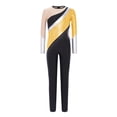 thumbnail image 4 of vastwit Girls Kids Metallic Bodysuit Color Block Gymnastics Leotard Figure Skating Jumpsuit Full Body Dance Unitard Gold 8, 4 of 6
