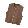 thumbnail image 2 of Milageto Knit Cardigan Vest for Women Button Knitted Vest for Commuting Home Shopping Coffee, 2 of 8