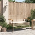 thumbnail image 5 of vidaXL Patio Bench with Cushion Beige Poly Rattan Acacia Wood, 5 of 12