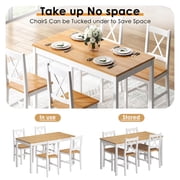 Soges 47 Dining Table Set for 4, 5-Piece Wood Kitchen Dining Table Set with 4 Chairs for Kitchen Dining Room Restaurant, Oak&White
