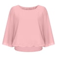thumbnail image 6 of Endives Women's Chiffon Shirt Blouses Casual Boat Neck Chiffon Blouses Batwing Tops Tunic Top Spring Outfit Pink, 6 of 7