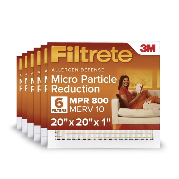 Open Box Filtrete 20x20x1 HVAC Furnace Air Filter, MPR 800 MERV 10, Micro Particle Reduction, 6 Pack